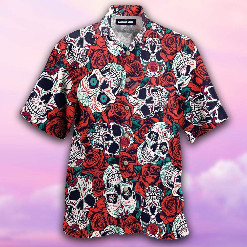 Mexico Sugar Skull Rose Hawaiian Shirts Dh-1