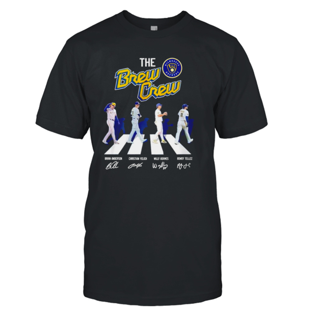 Brian Anderson Christian Yelich Willy Dames And Rowdy Tellez The Brew Grew  Abbey Road Signature Shirt - Limotees