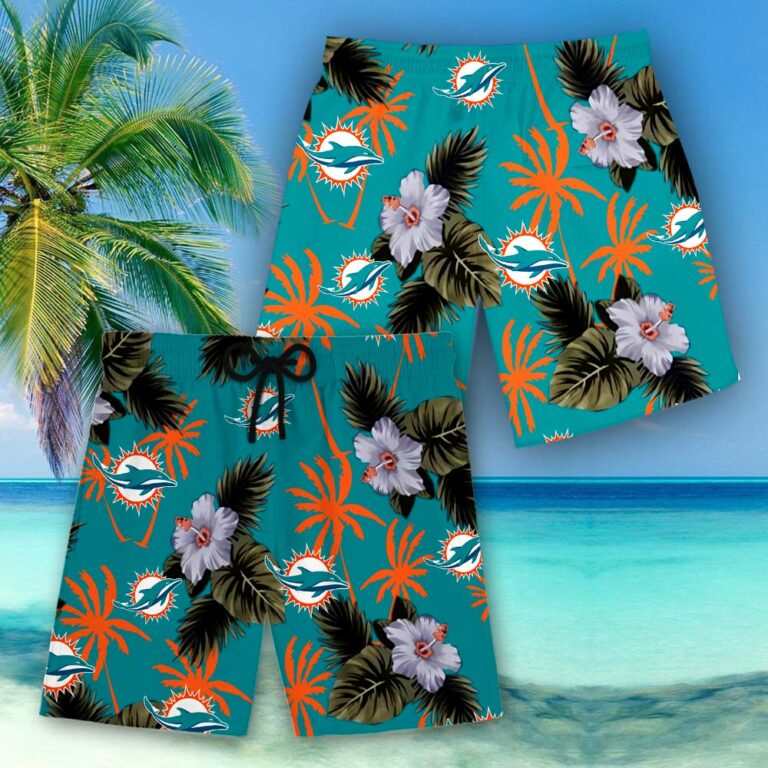 Miami Dolphins Nfl Hawaiian Shirt Short 3d For Fans-1