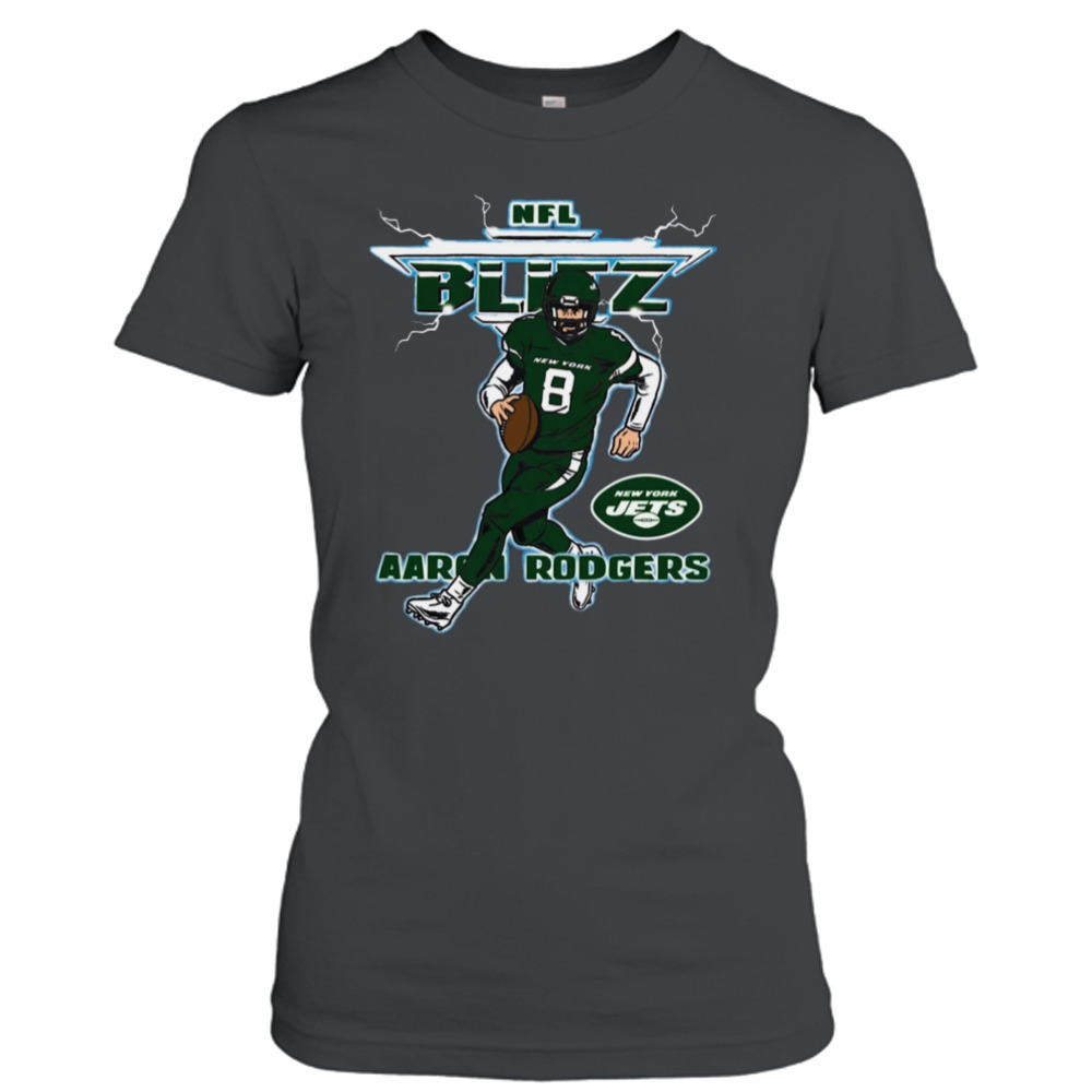 Men's Homage Aaron Rodgers Charcoal New York Jets Blitz Graphic T Shirt