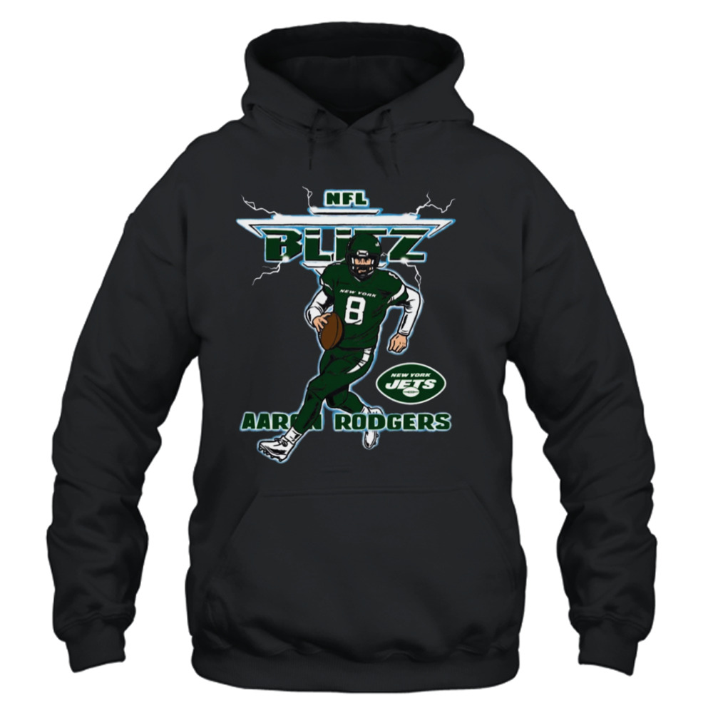 Men's Homage Aaron Rodgers Charcoal New York Jets Blitz Graphic T Shirt