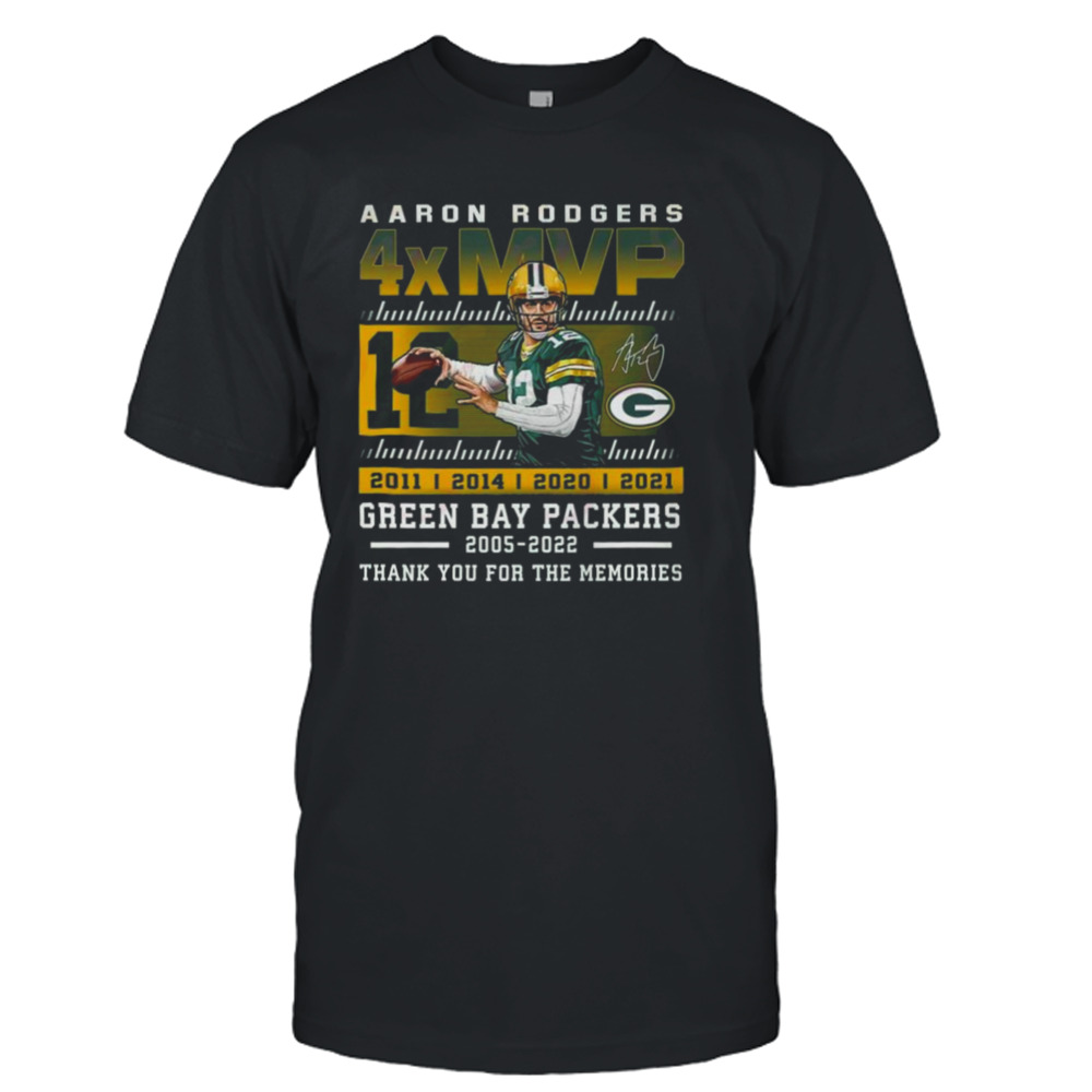 Aaron Rodgers 4xMVP Green Bay Packers 2005 – 2022 Thank You For The Memories Signature Shirt