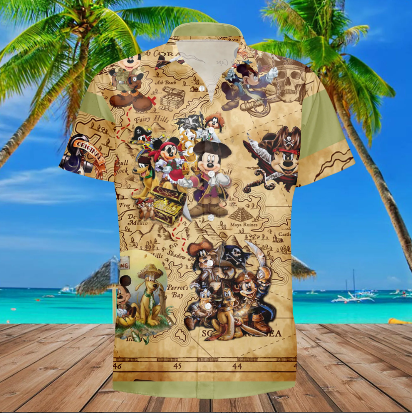 Mickey Treasure Hunting Summer Beach Trip Disney Aloha Hawaiian Shirt