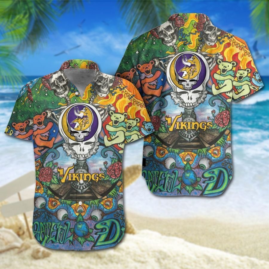 Minnesota Vikings Grateful Dead Hawaiian Shirt For Fans-1