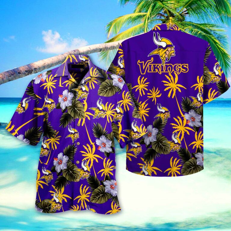 Minnesota Vikings Nfl Hawaiian Shirt Short 3d For Fans-1