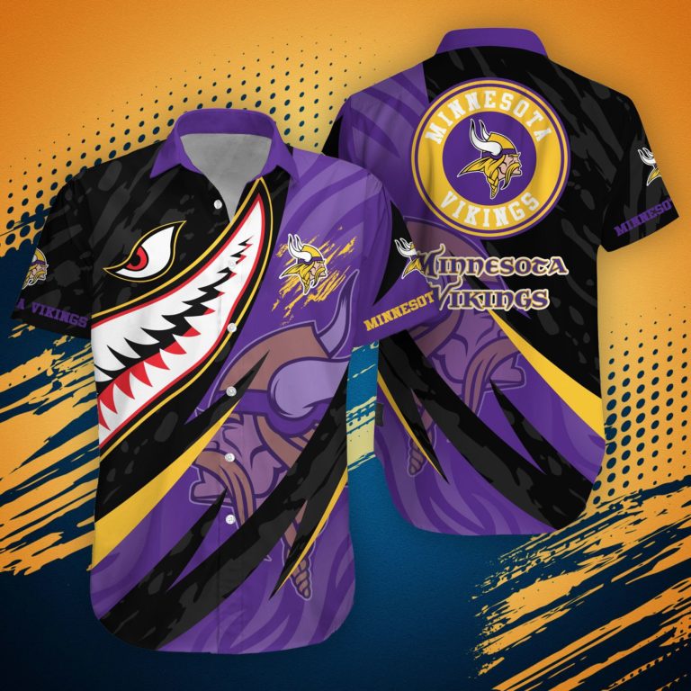 Minnesota Vikings Nfl Shark Summer Hawaiian Shirt For Fans-1