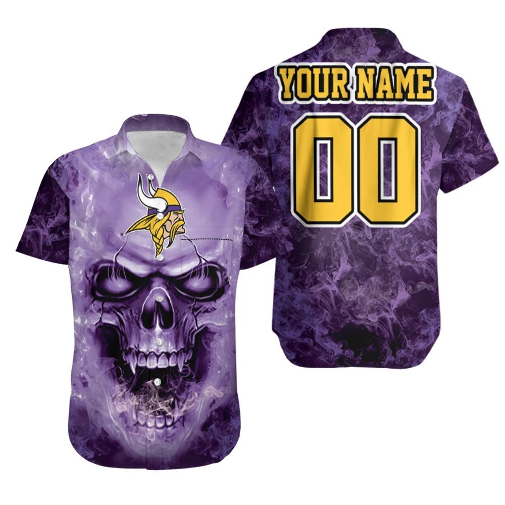 Minnesota Vikings Skull For Vikings Fan 3d Personalized Hawaiian Shirt