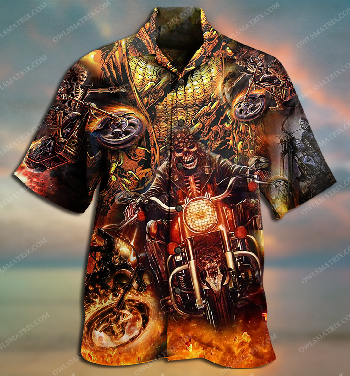 Motorcycle Skull Racing Fast Limited – Hawaiian Shirt-1