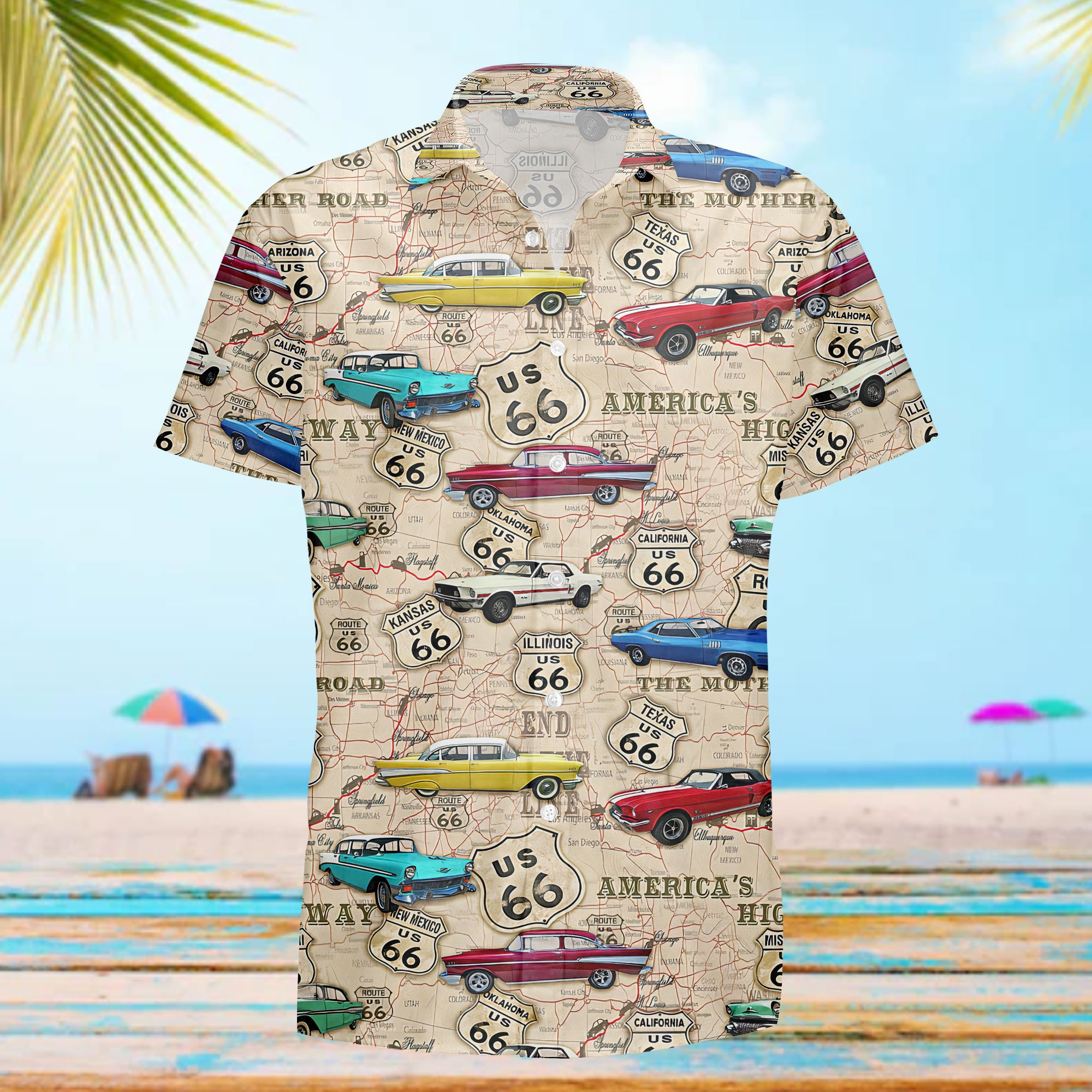 Muscle Car On Route 66 Hawaiian Shirt