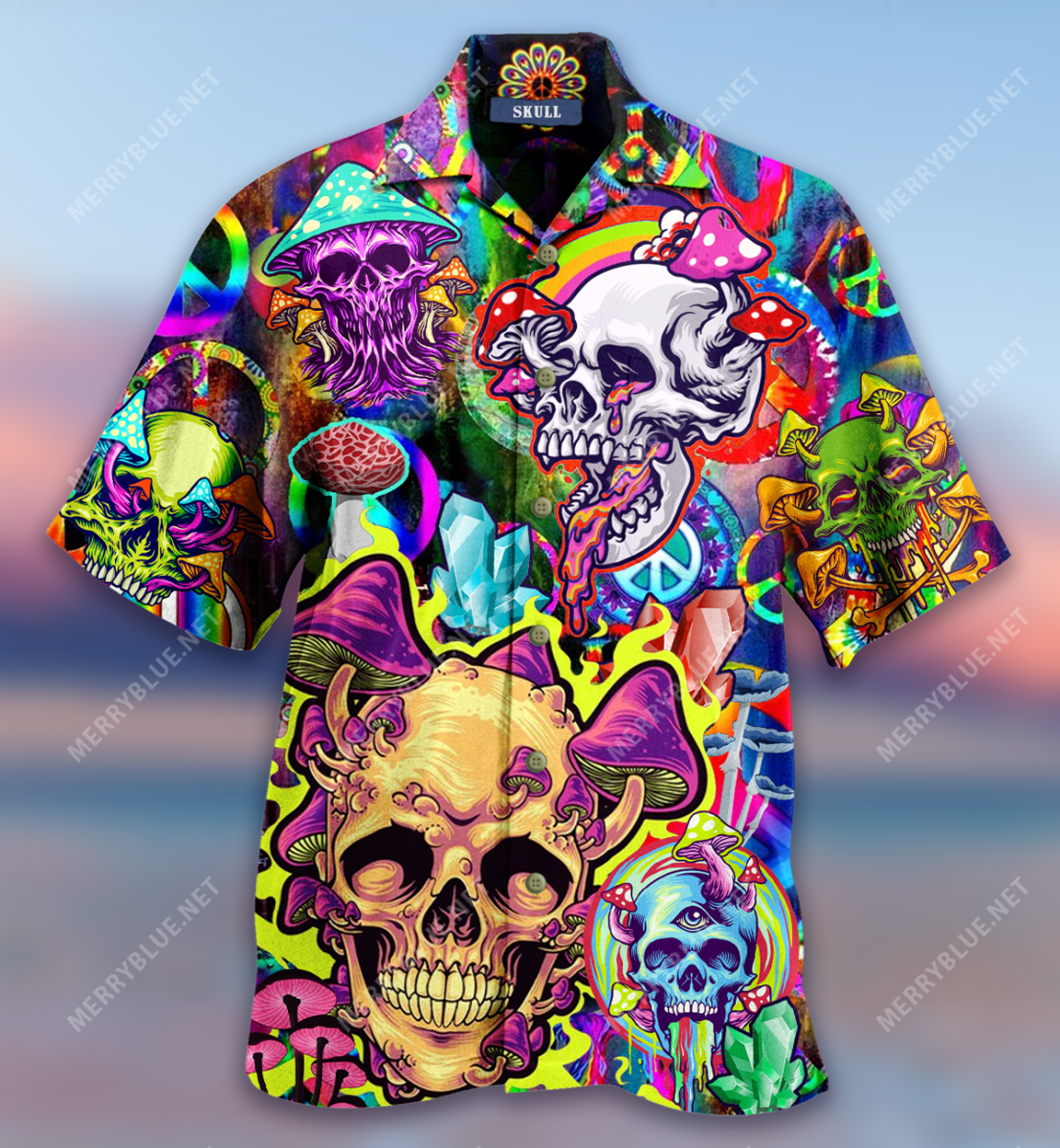 Mushroom Skull Trippy Hawaiian Shirt