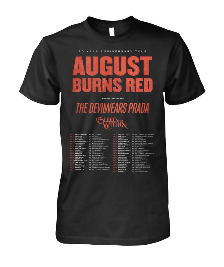 20 Year Anniversary Tour August Burns Red Merch August Burns Red Anniversary Shirt August Burns Red World Tour 2023 Setlist T-Shirt