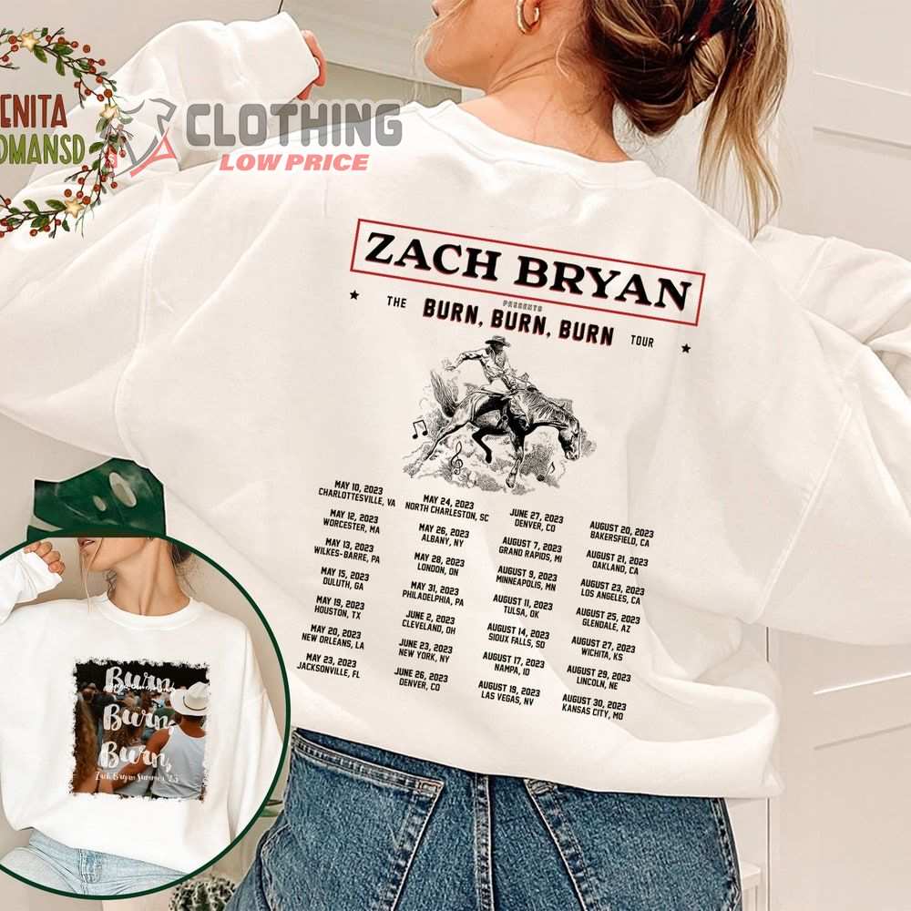 Burn Burn Burn Tour 2023 American Heartbreak Album Cover Merch Zach Bryan Tour 2023 With Dates T-Shirt