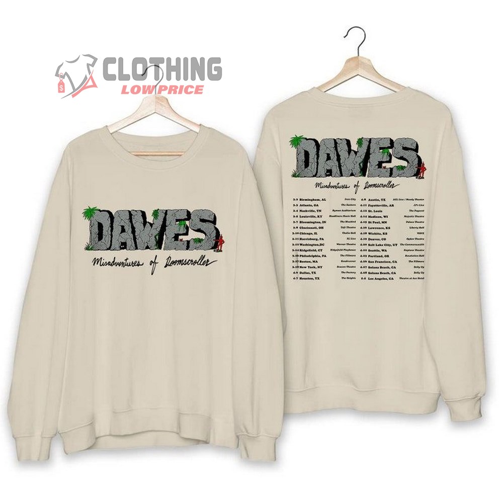 Dawes Misadventures Of Doomscroller Tour 2023 Shirt, Dawes Folk Rock Band Shirt, Dawes Band Sweatshirt, Dawes 2023 Concert Shirt