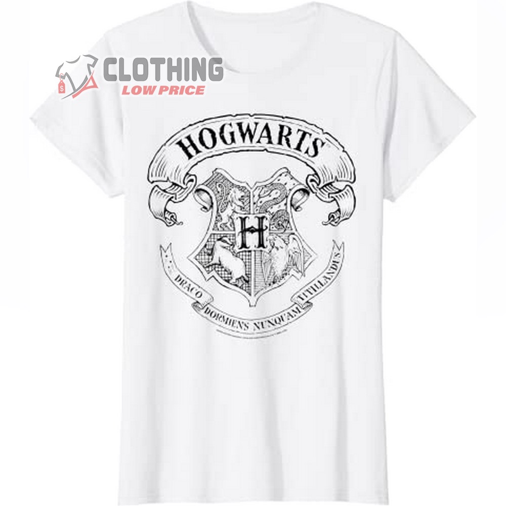 Harry Potter Simple Hogwarts Crest Outline Merch Harry Potter Movie Film Shirt Hogwarts School Logo T-Shirt