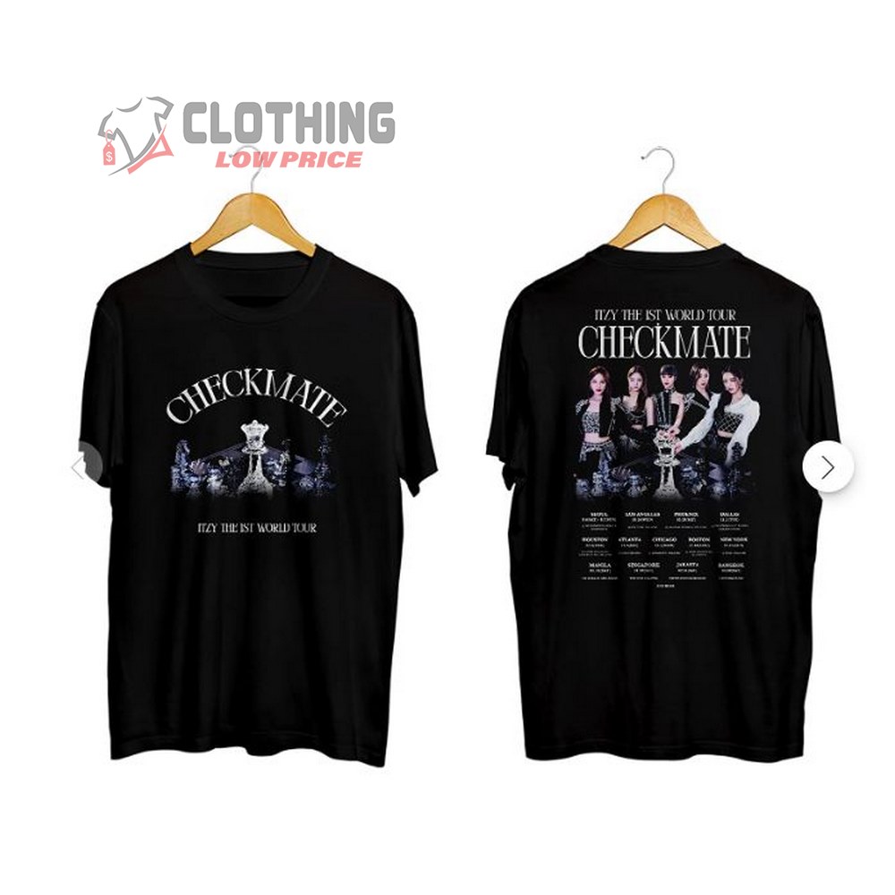 Itzy Checkmate 2023 World Tour Merch, Itzy The 1St World Tour 2023 Shirt Checkmate Tour Dates 2023 T-Shirt