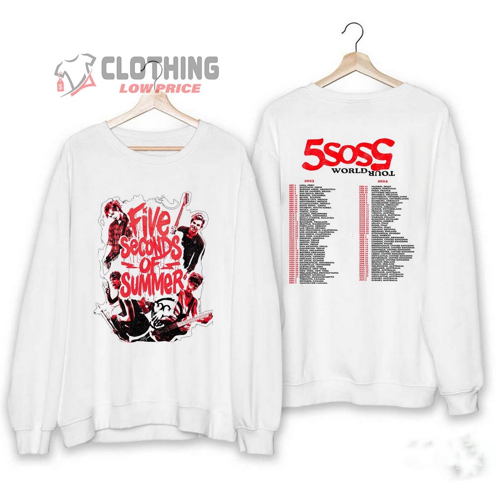 5 Seconds Of Summer World Tour 2023- 2024 Trending Shirt, 5 Seconds Of Summer Albums T- Shirt, 5 Seconds Of Summer Song Sweatshirt Hoodie