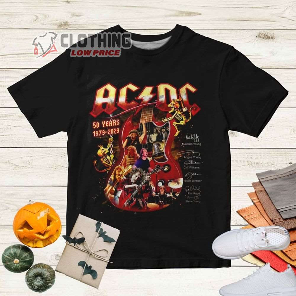 ACDC Band World Tour 2023 Merch, ACDC 50Th Anniversary 1973-2023 Thank You For The Memories T-Shirt