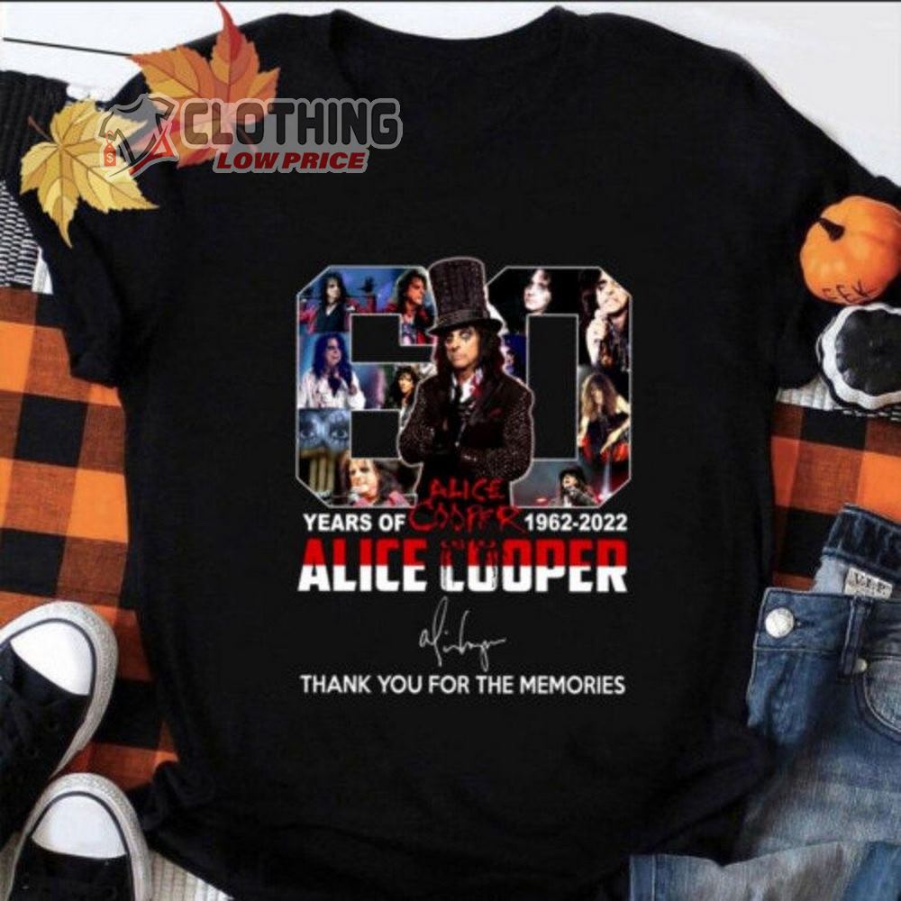 Alice Cooper 60 Years Anniversary 1962-2022 Thank You For The Memories Signed Shirt