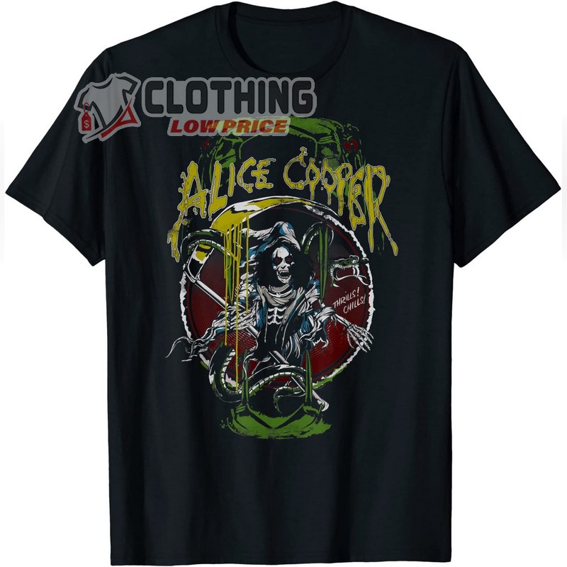 Alice Cooper Raise The Dead Reaper T-Shirt, Alice Cooper Hit Songs Albums Sweater, Alice Cooper 2023 Too Close For Comfort Tour Merch