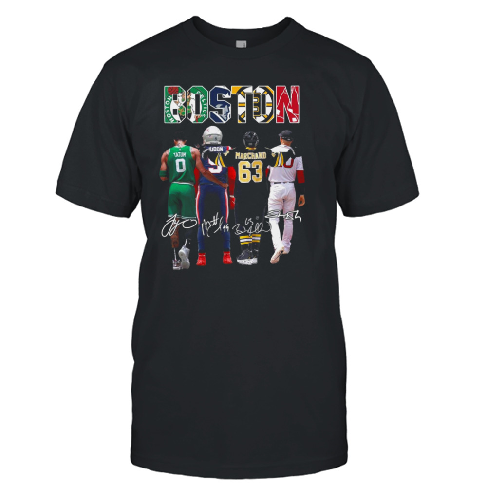 Tatum Marchand Boston Celtics New England Patriots Boston Bruins and Boston Red Sox signatures shirt