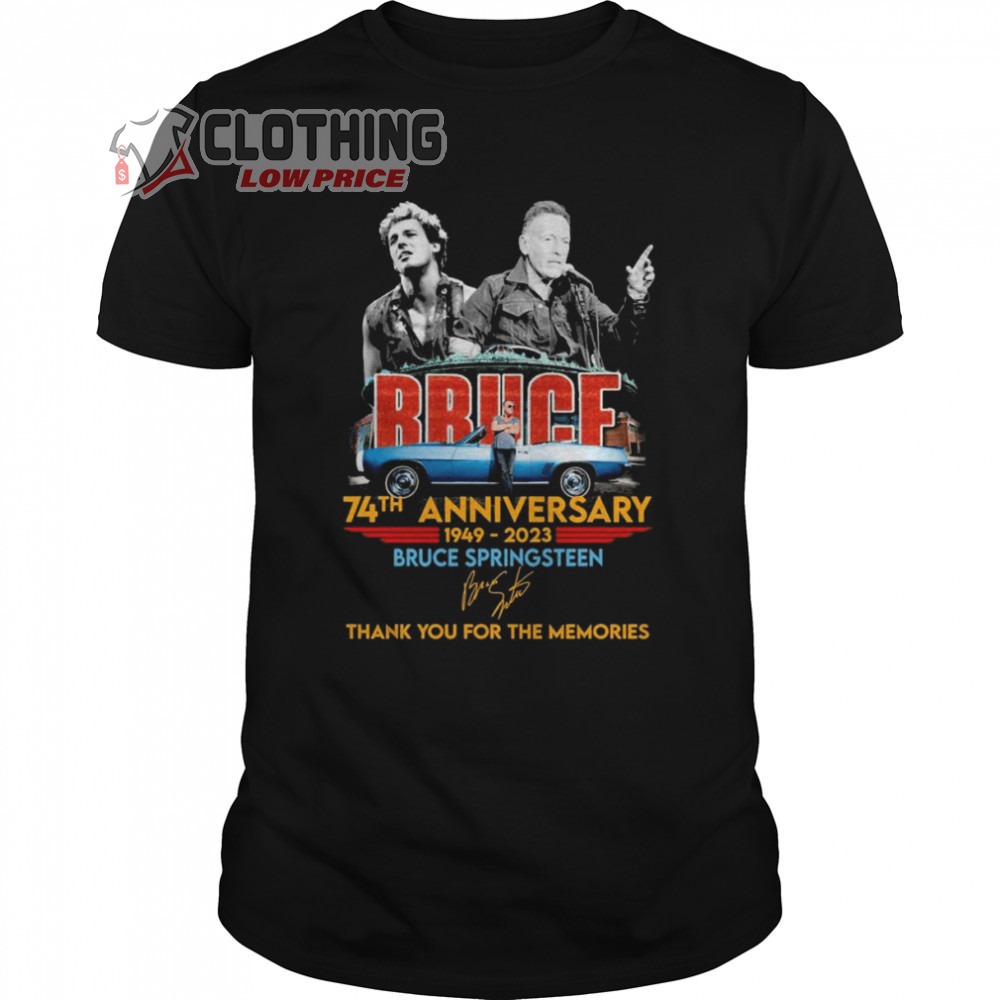 Bruce Springsteen Tour 2023 Ticket Merch, Bruce Springsteen 74th Anniversary 1949-2023 T-Shirt