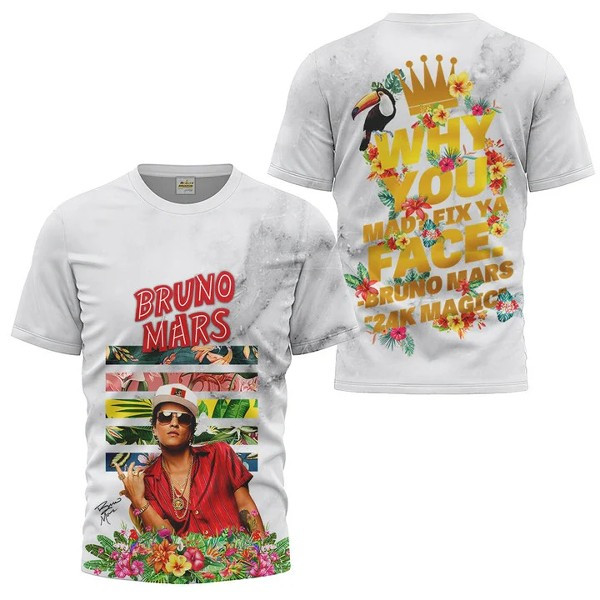 Bruno Mars 24K Magic Merch, Why You Mad Fix Ya Face Bruno Mars T-Shirt