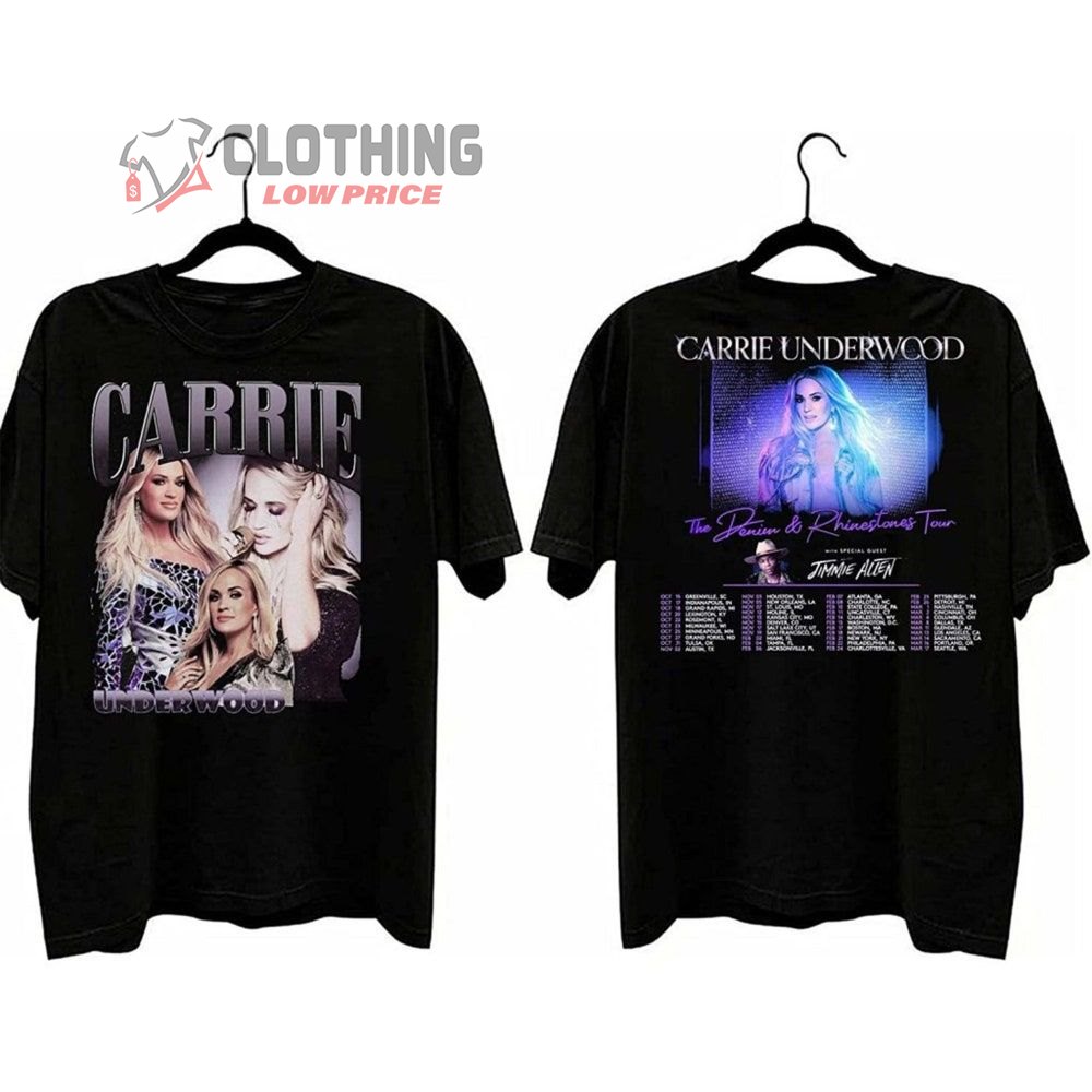 American Carrie Underwood Singer Merch Carrie Underwood Denim And  Rhinestones Tour 2022 Shirt Carrie Underwood Concert T-Shirt