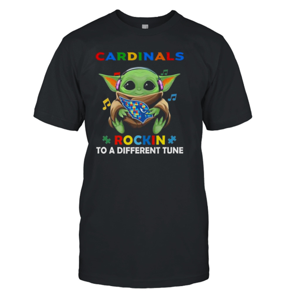 Baby Yoda Hug Arizona Cardinals Autism Rockin To A Different Tune shirt