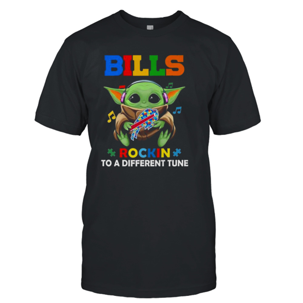 Baby Yoda Hug Buffalo Bills Autism Rockin To A Different Tune shirt