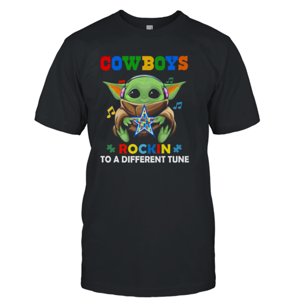 Baby Yoda Hug Dallas Cowboys Autism Rockin To A Different Tune shirt