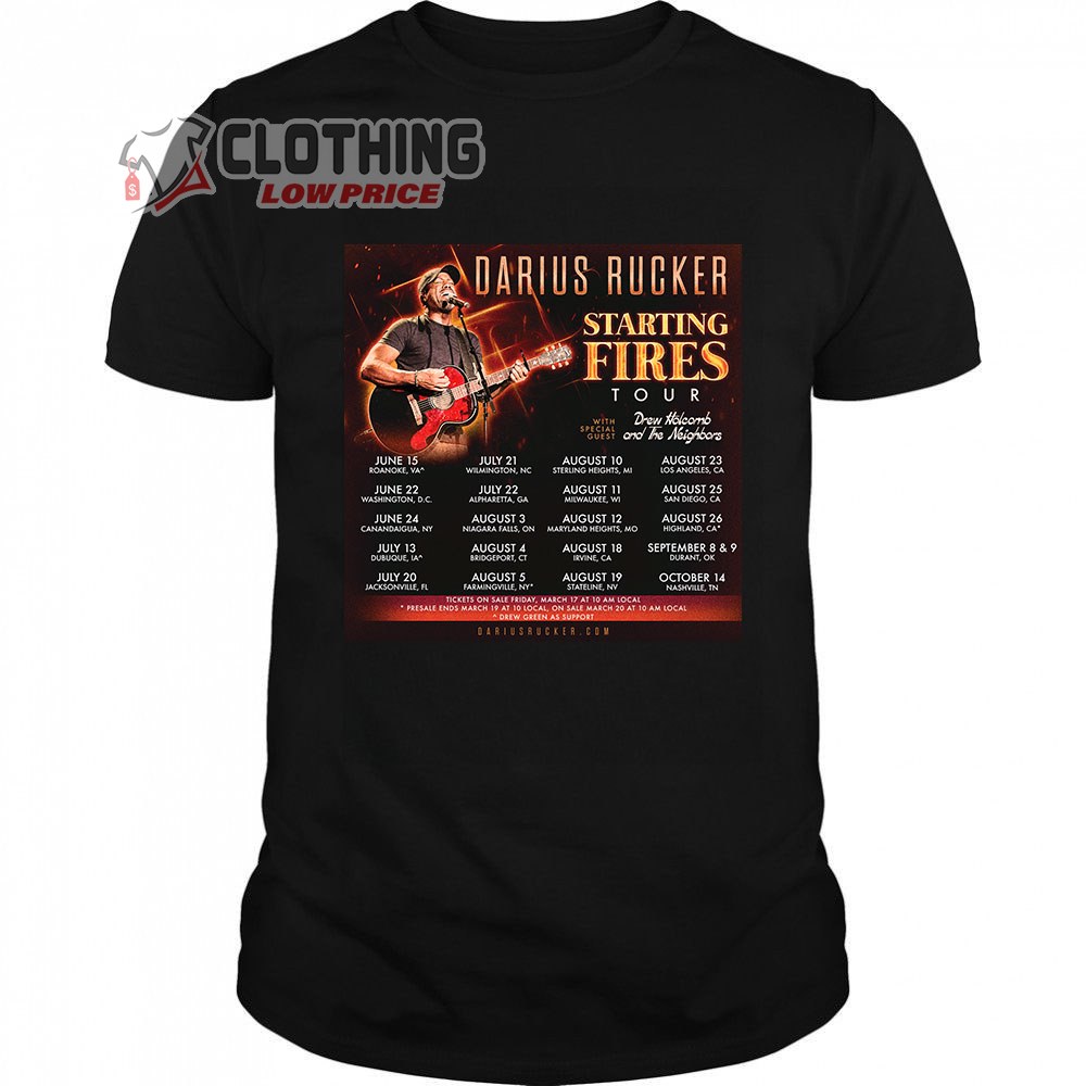 Darius Rucker World Tour 2023 Tickets Merch, Darius Rucker Starting Fires Tour 2023 Setlist T-Shirt