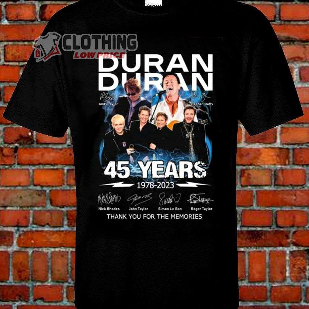 Duran Duran 45 Years 1978-2023 Thank You For The Memories Merch Duran Duran Concert 2023 Signatures T-Shirt