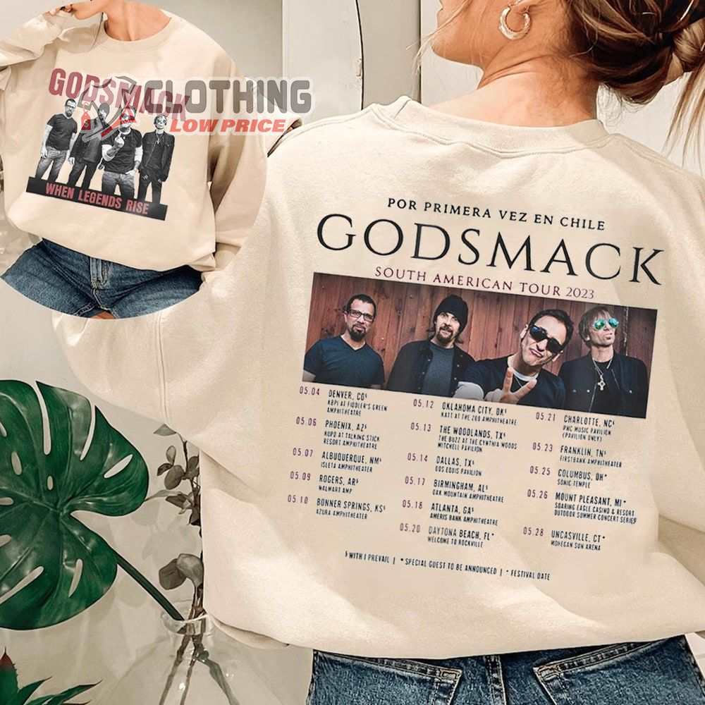 Godsmack When Legends Rise Tour 2023 Tickets Merch, Godsmack Rock Band Tour 2023 Concert Shirt, Godsmack South American Tour 2023 T-Shirt