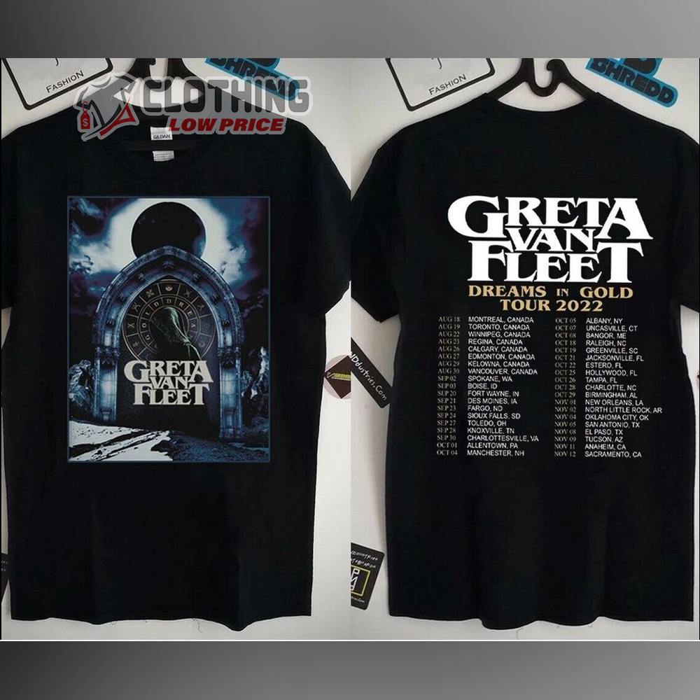 Greta Van Fleet Dreams In Gold Tour 2022 Setlist Merch, Greta Van Fleet Christian T-Shirt