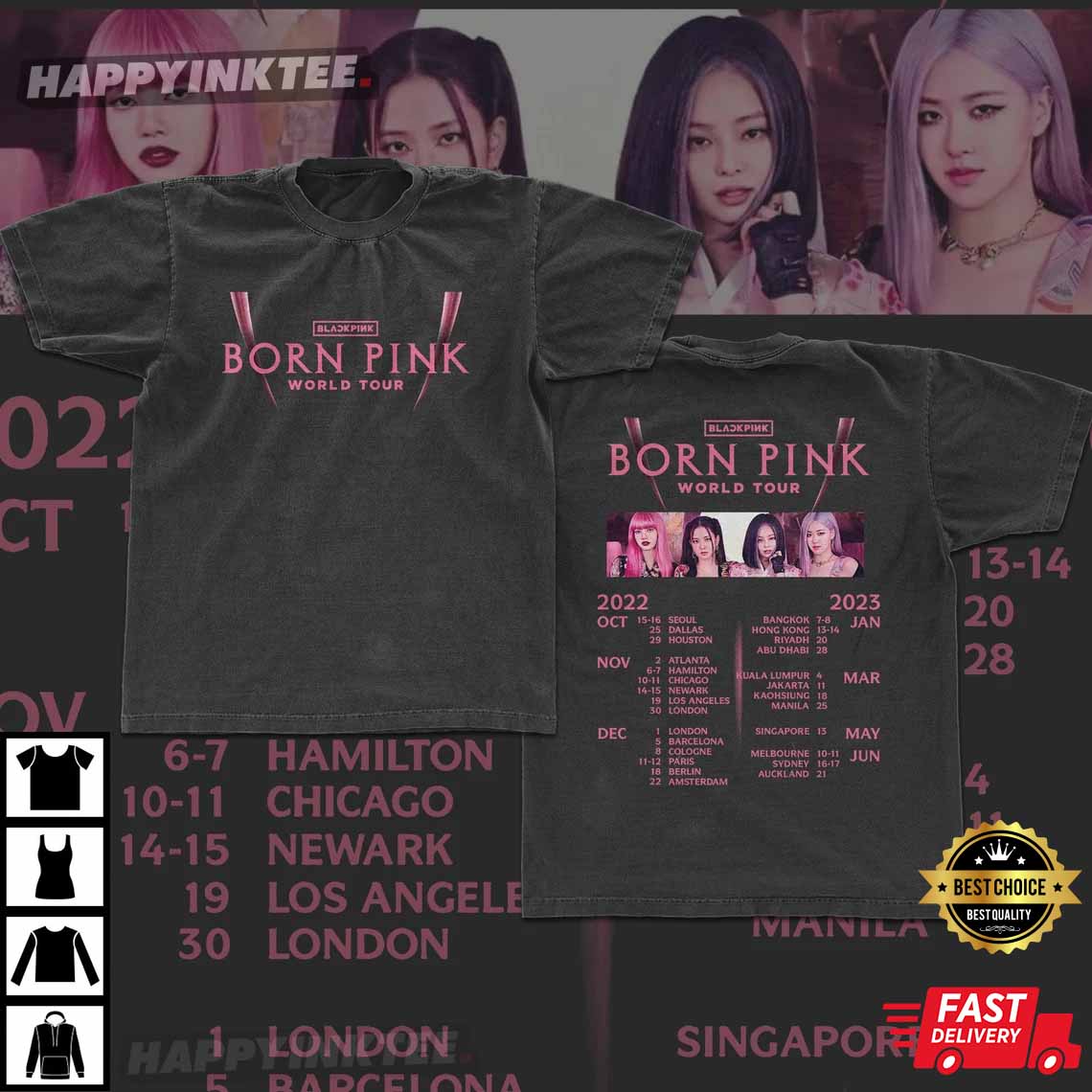 Born Pink World Tour 2022 Fan Merch T-Shirt