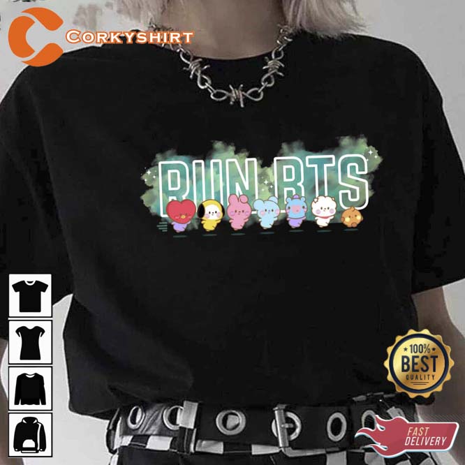 Cute Baby Bt21 Characters Run BTS Busan Unisex T-shirt