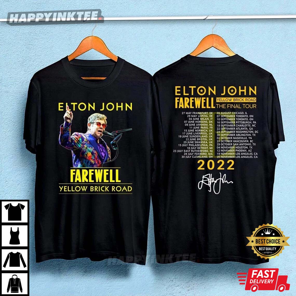 Elton John Farewell Tour Yellow Brick Road The Final Tour 2022 T-Shirt