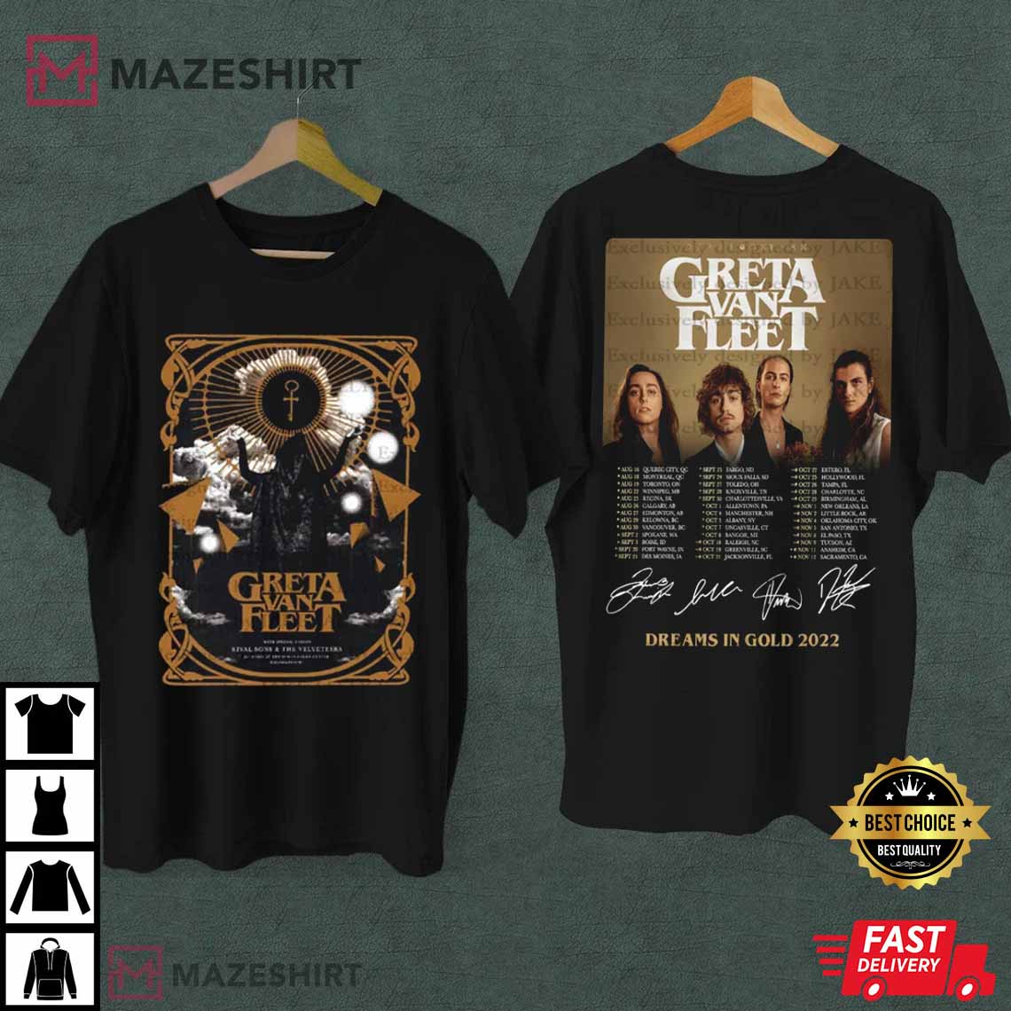 Greta Van Fleet Dreams In Gold Rock Tour 2022 Best T-Shirt