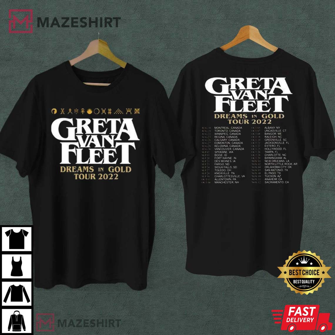 Greta Van Fleet Dreams In Gold Tour 2022 Best T-Shirt