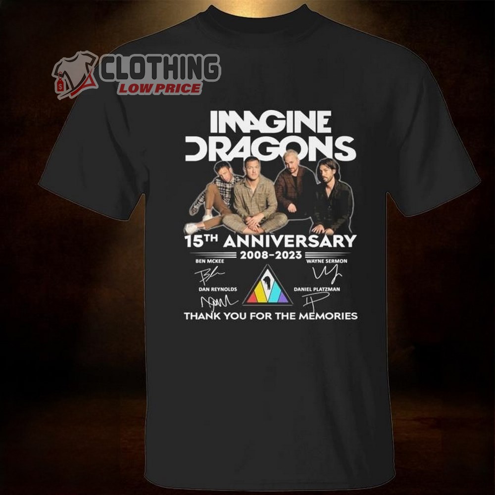 Imagine Dragons 15th Anniversary 2023 Merch Imagine Dragons 15th Anniversary 2008-2023 Thank You For The Memories Signatures