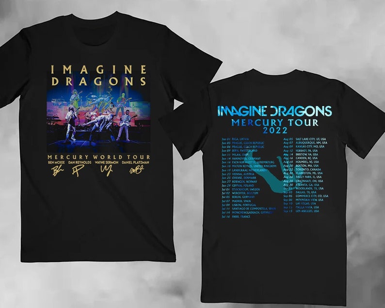 Imagine Dragons Mercury Tour Setlist 2022 Imagine Dragons Band TShirt