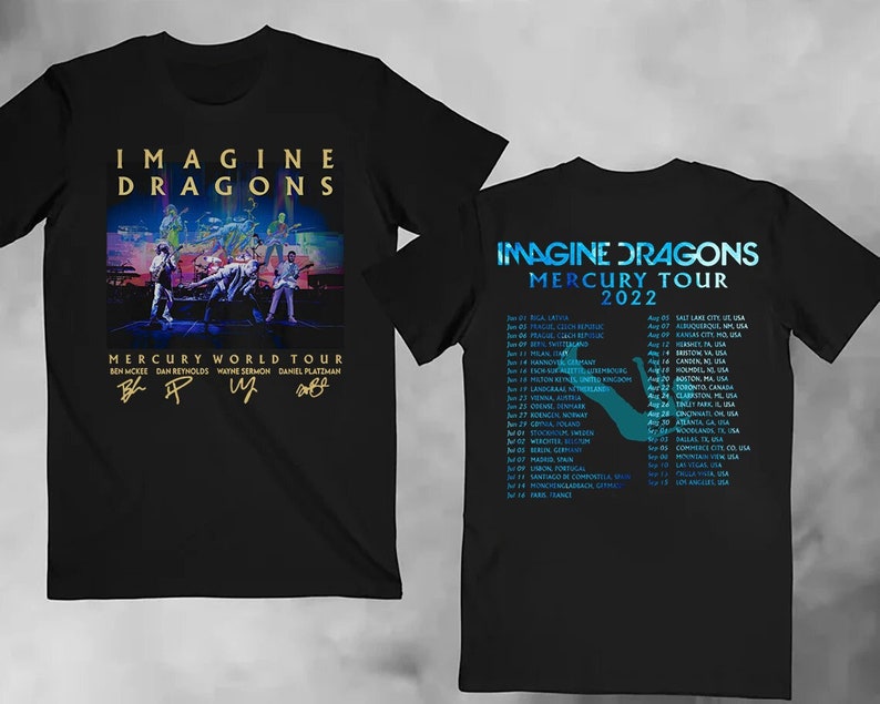 Imagine Dragons Mercury Tour Setlist 2022 Imagine Dragons Band T-Shirt