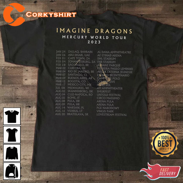 Imagine Dragons Mercury Tour Setlist 2022 Imagine Dragons Band T-Shirt