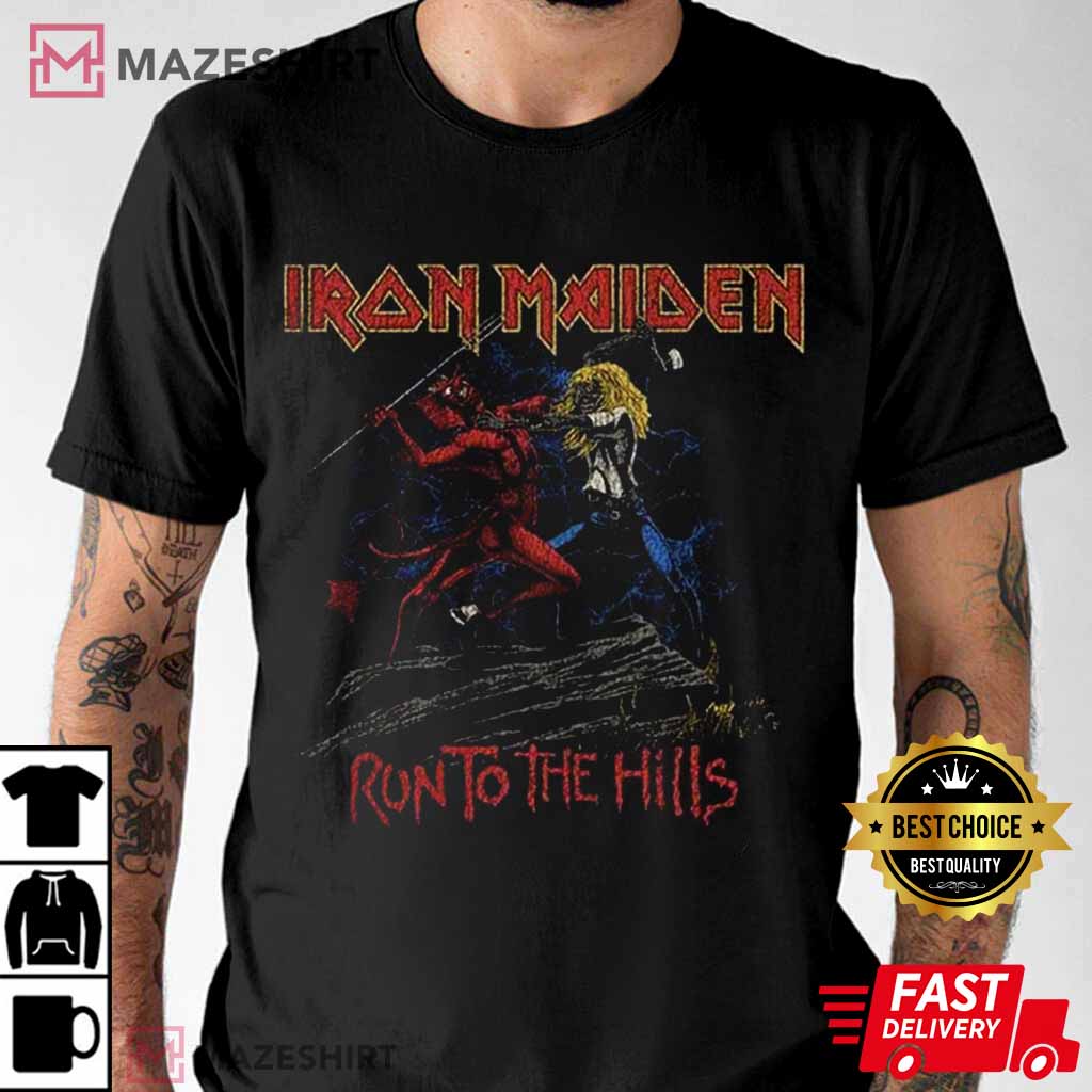 Iron Maiden Number Of The Beast Run To The Hills Distress Merch T-Shirt