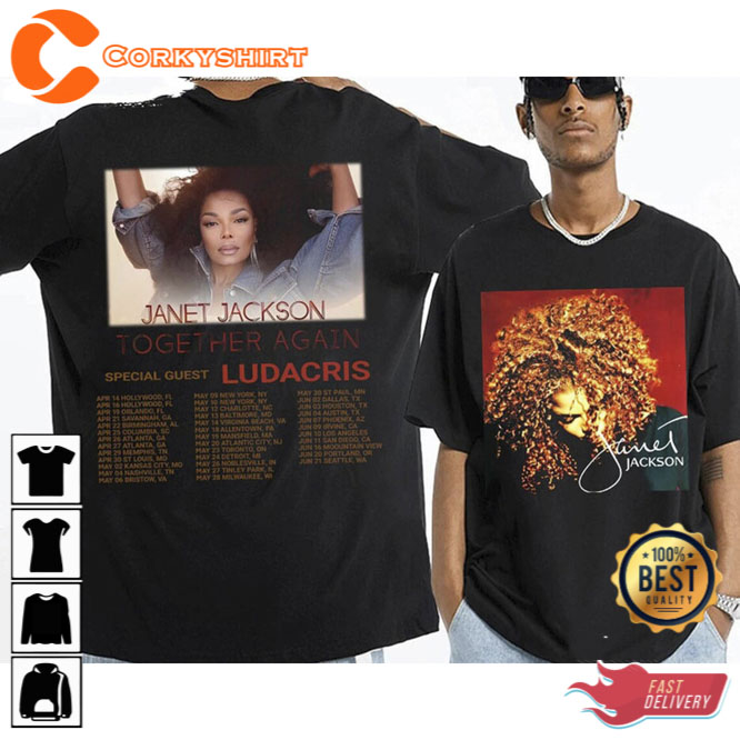 Janet Jackson Together Again TOUR DATES 2023 World Tour Double Sided Shirt