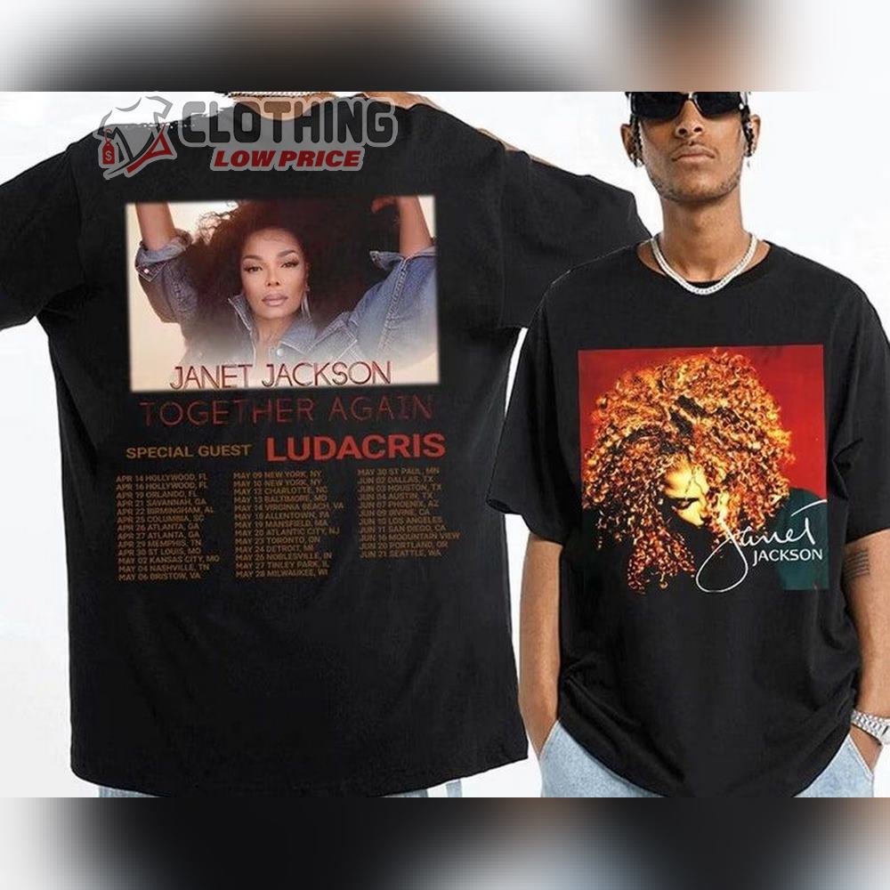 Janet Jackson Together Again Tour Dates 2023 Double Sided Shirt, Janet Jackson 2023 World Tour Music Tour Sweatshirts, T-Shirt, Hoodie