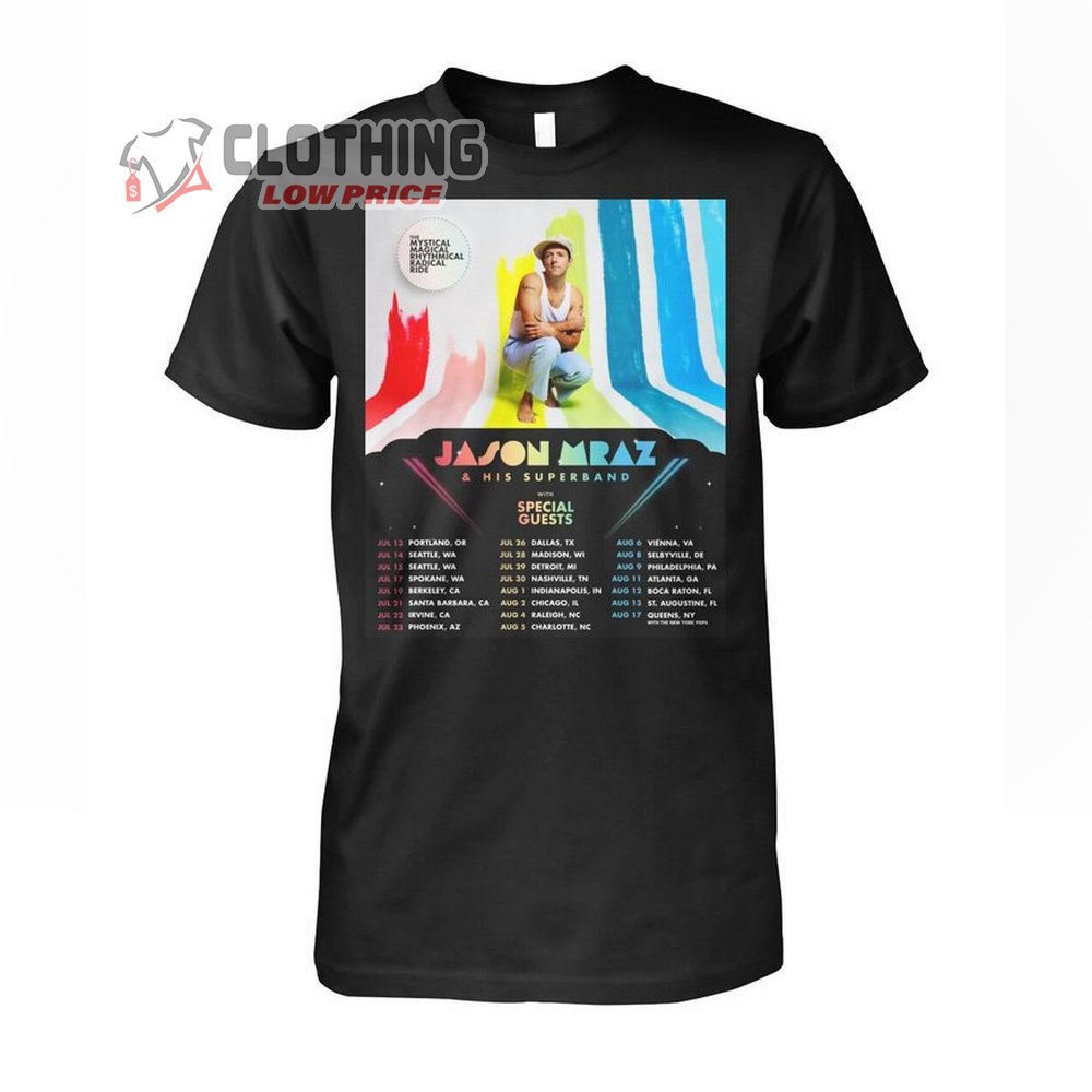 Jason Mraz And His Supperband 2023 Merch, Jason Mraz Tour 2023 UK Shirt The Mystical Magical Rhythmical Radical Ride Tour T-Shirt