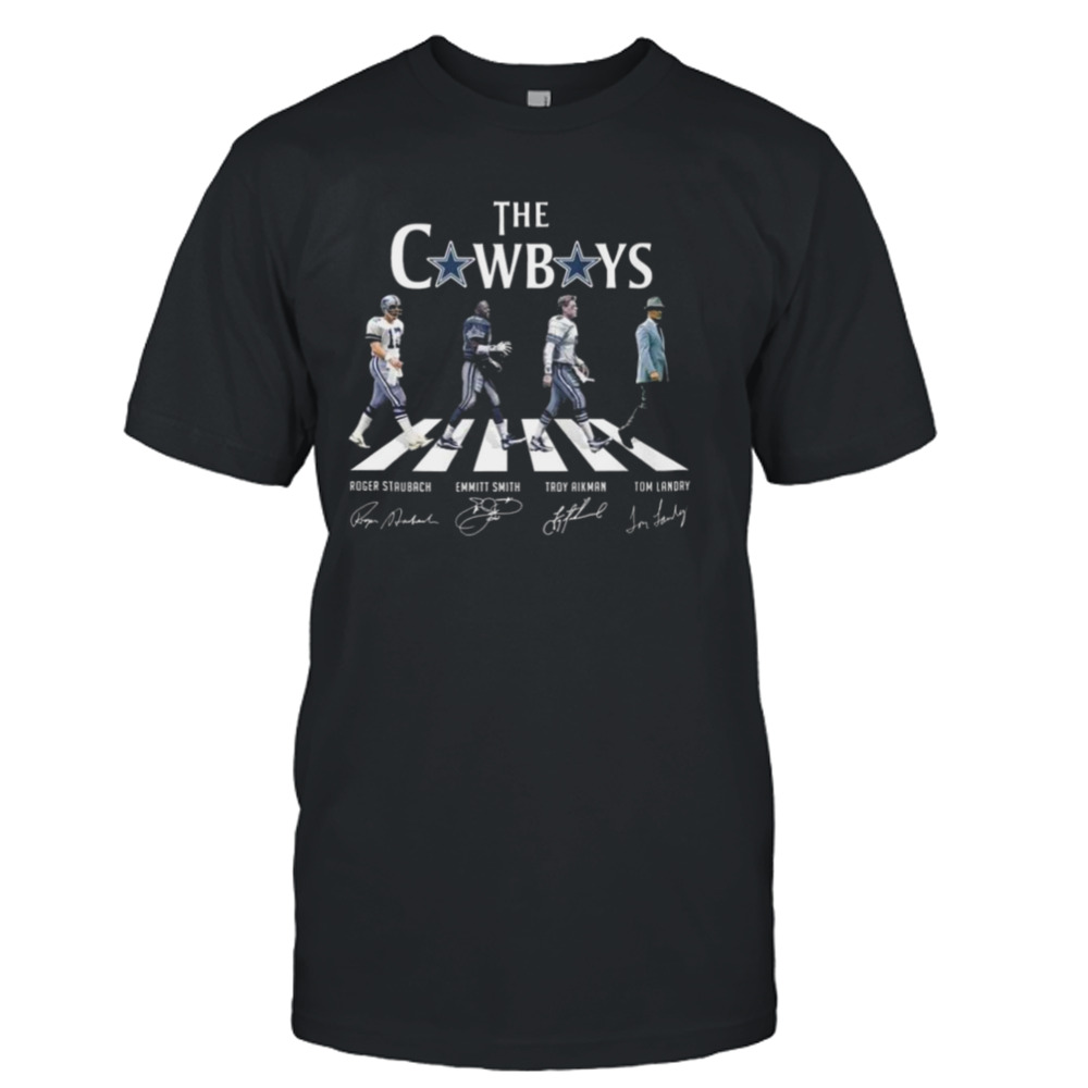 The Cowboys Abbey Road Troy Aikman Emmitt Smith Roger Staubach And Tom  Landry Shirt - Teespix - Store Fashion LLC