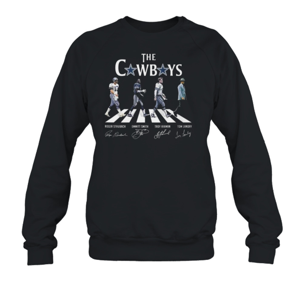 The cowboys Roger Staubach Emmitt Smith Troy Aikman Tom Landry signature  shirt, hoodie, sweater, long sleeve and tank top