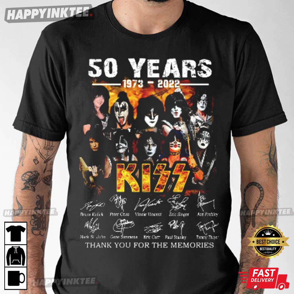 Kiss 50th Anniversary 1973-2022 Thank You For The Memories T-Shirt